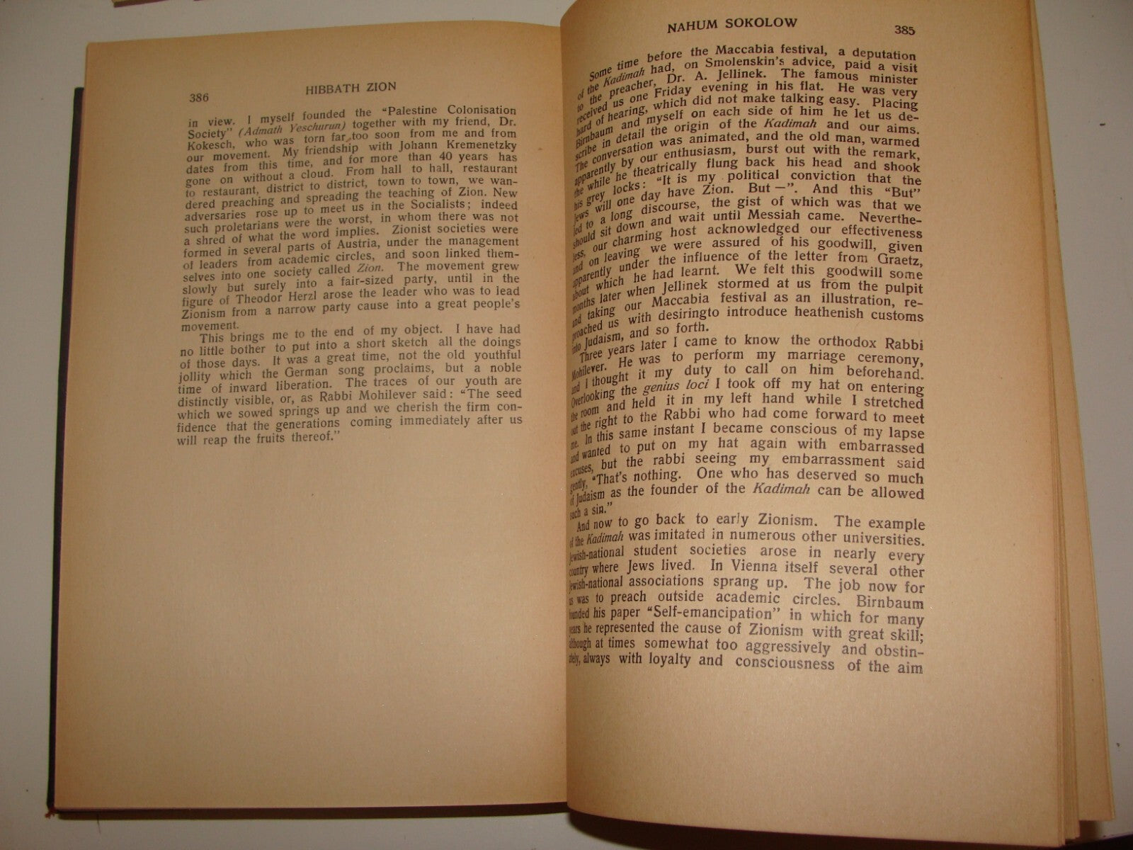 Book Jewish Judaica Hibbath Zion The Love For Zion By Sokolow Nahum Zionist 1934