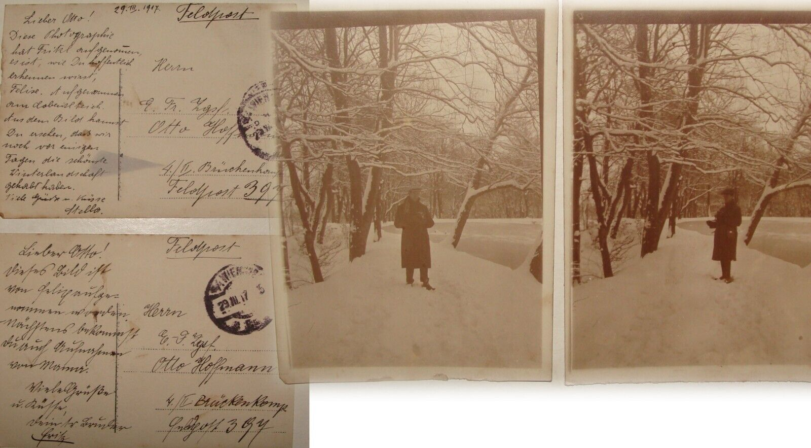 Germany Card Jewish Soldier Photo Postcard Letter FELDPOST WWI 1917 German Army
