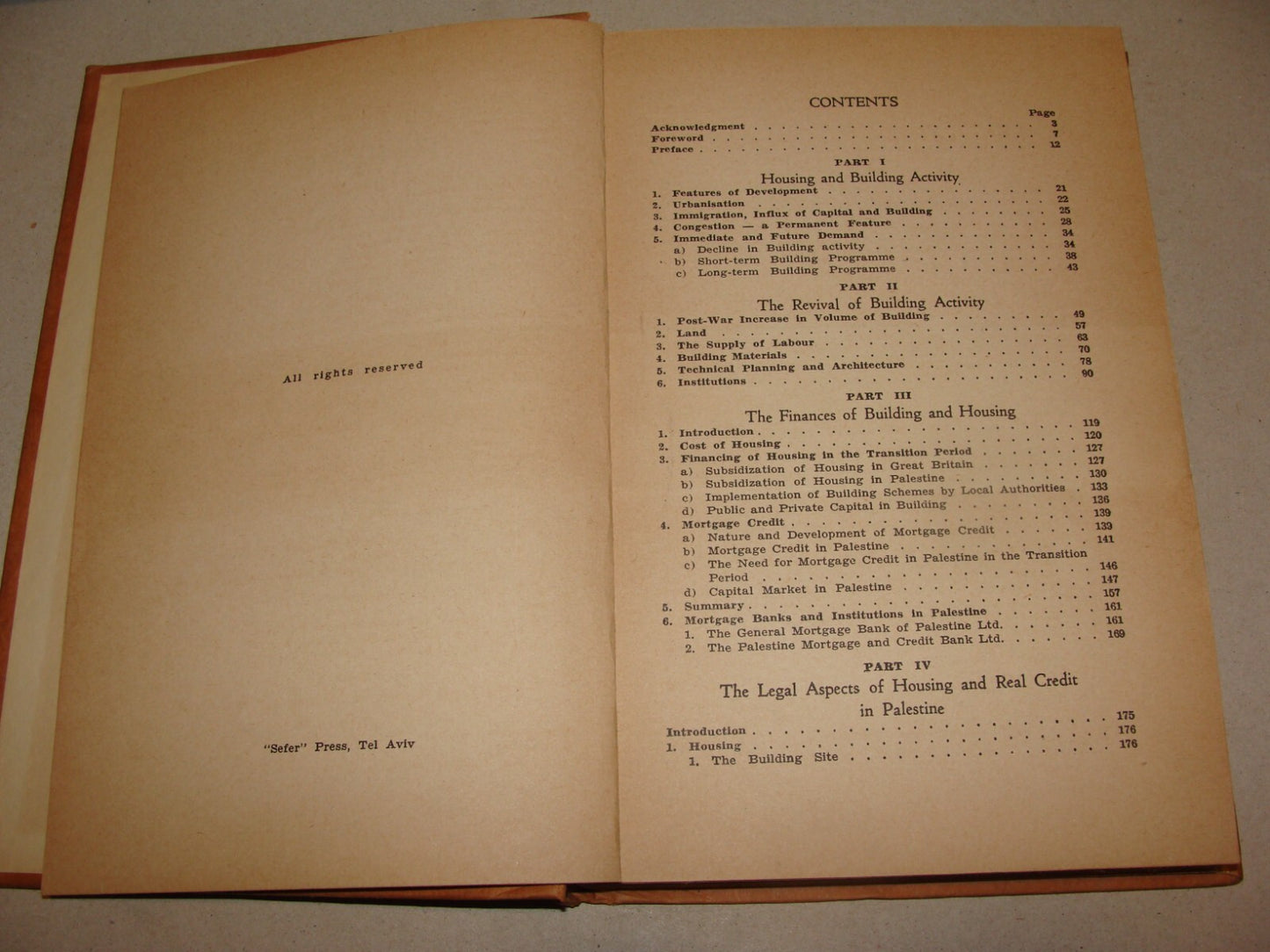 Book Jewish 1946 HOUSING AND MORTGAGE CREDIT IN PALESTINE Israel Legal Finance