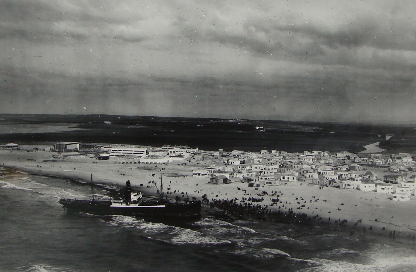 Photo Print, Jewish c.1937 Palestine Israel Tel Aviv Beach Houses Ship Fruits
