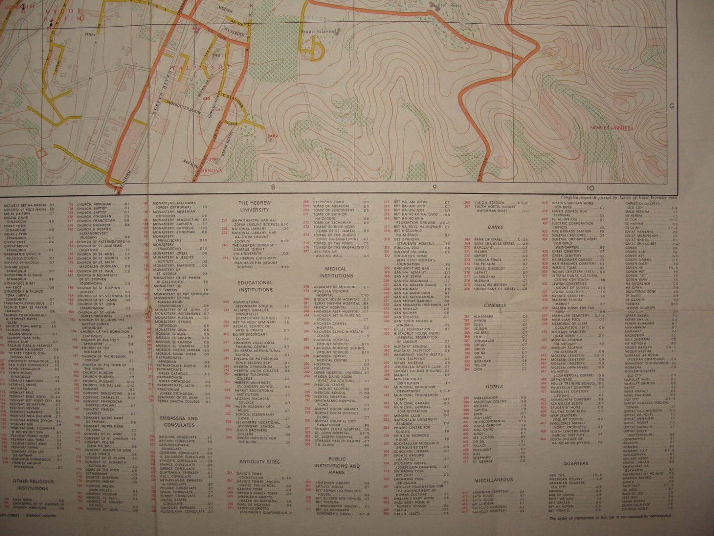 Map Jewish Israel Israeli JERUSALEM 1968 Post Six Day War LARGE 66x76 cm