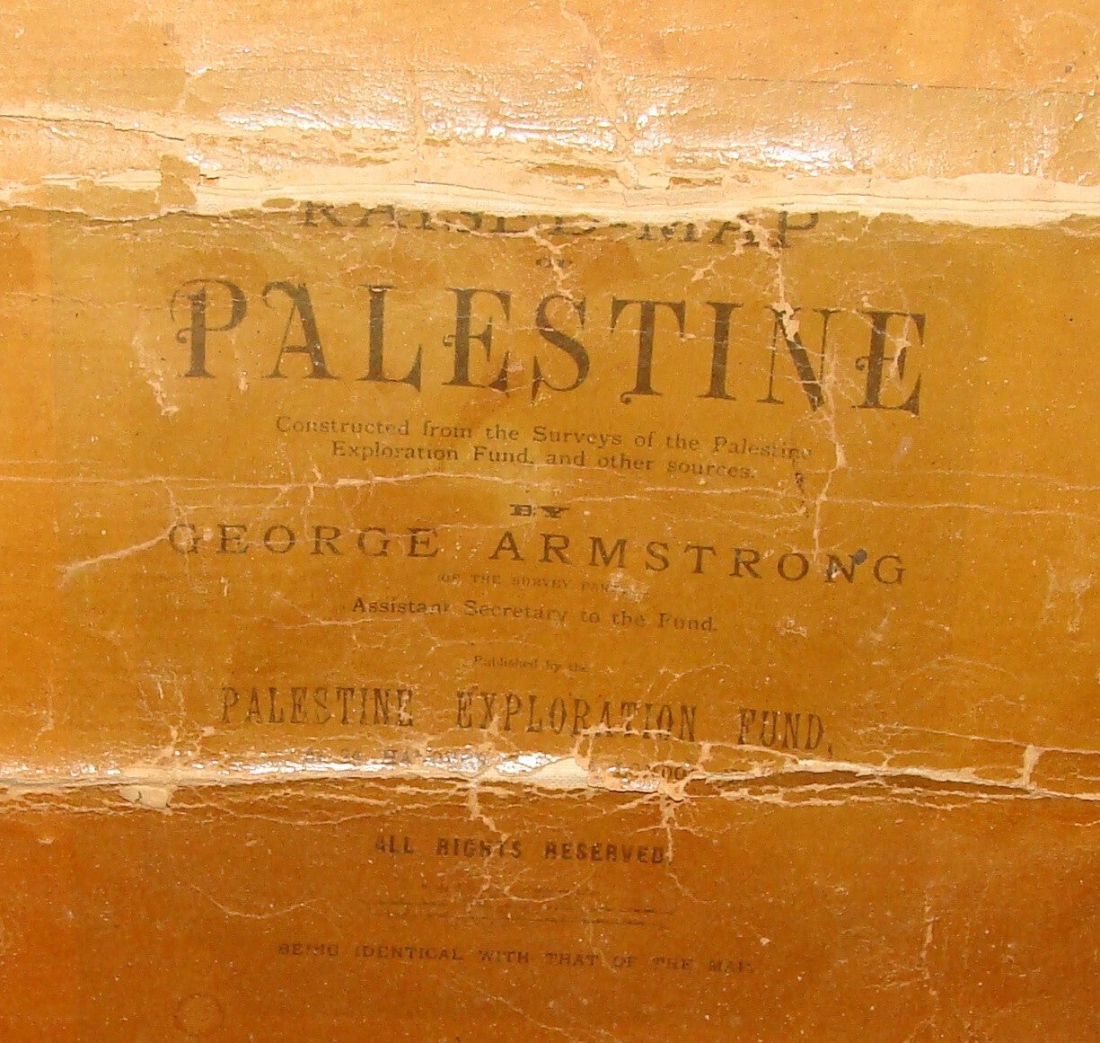 MAP Palestine RARE Antique 1890s RAISED OF Map Exploration Fund George Armstrong