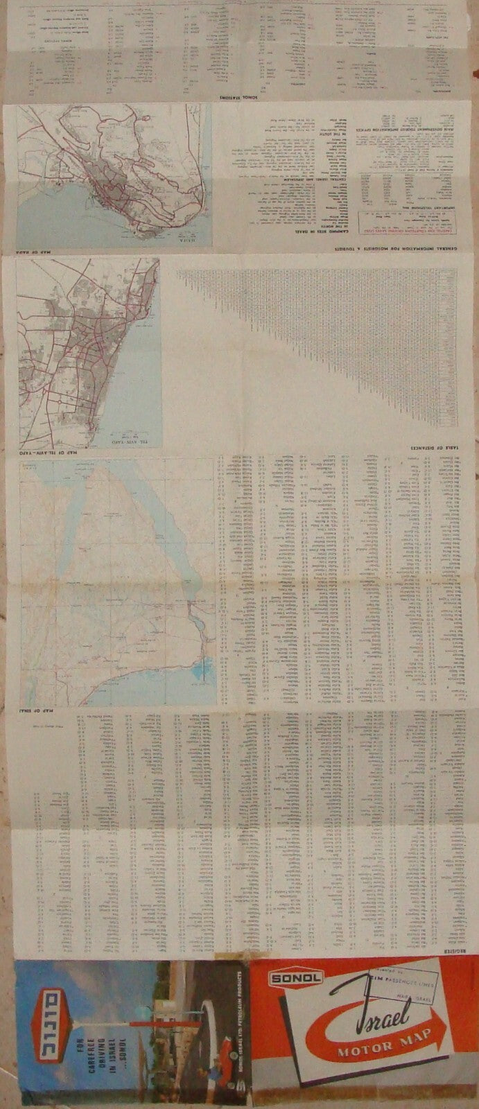 Map Israel 1962 Motor Sonol Gas Oil Petroleum Company
