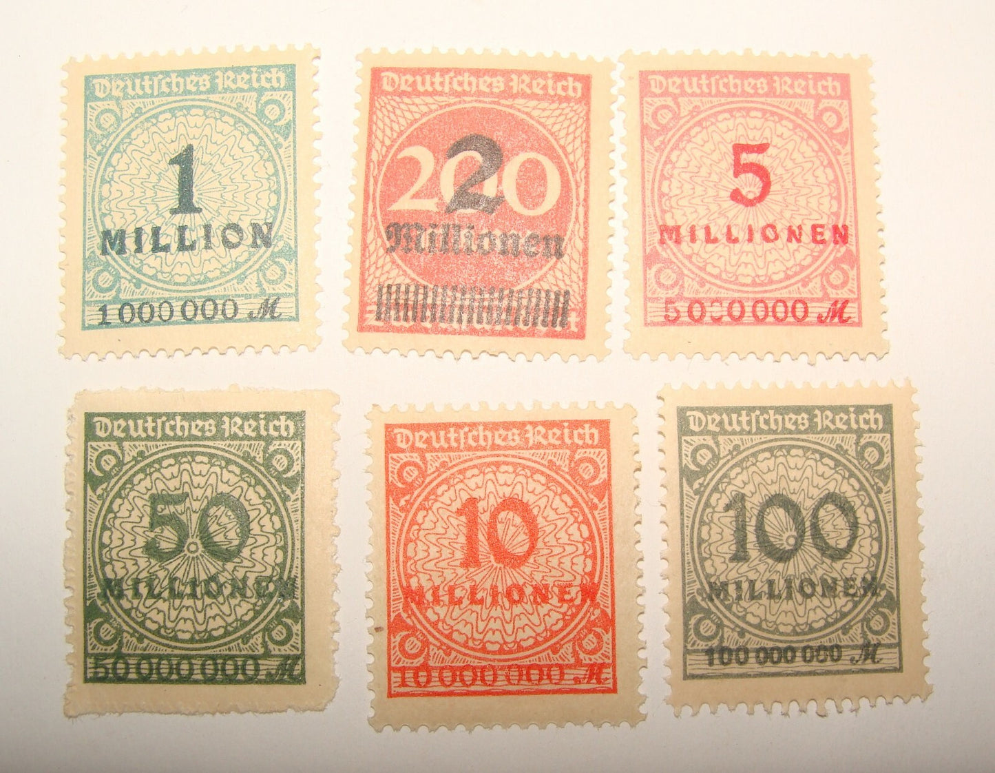 Germany 1923   Deutsches Reich Inflation Stamp Lot x6 MINT