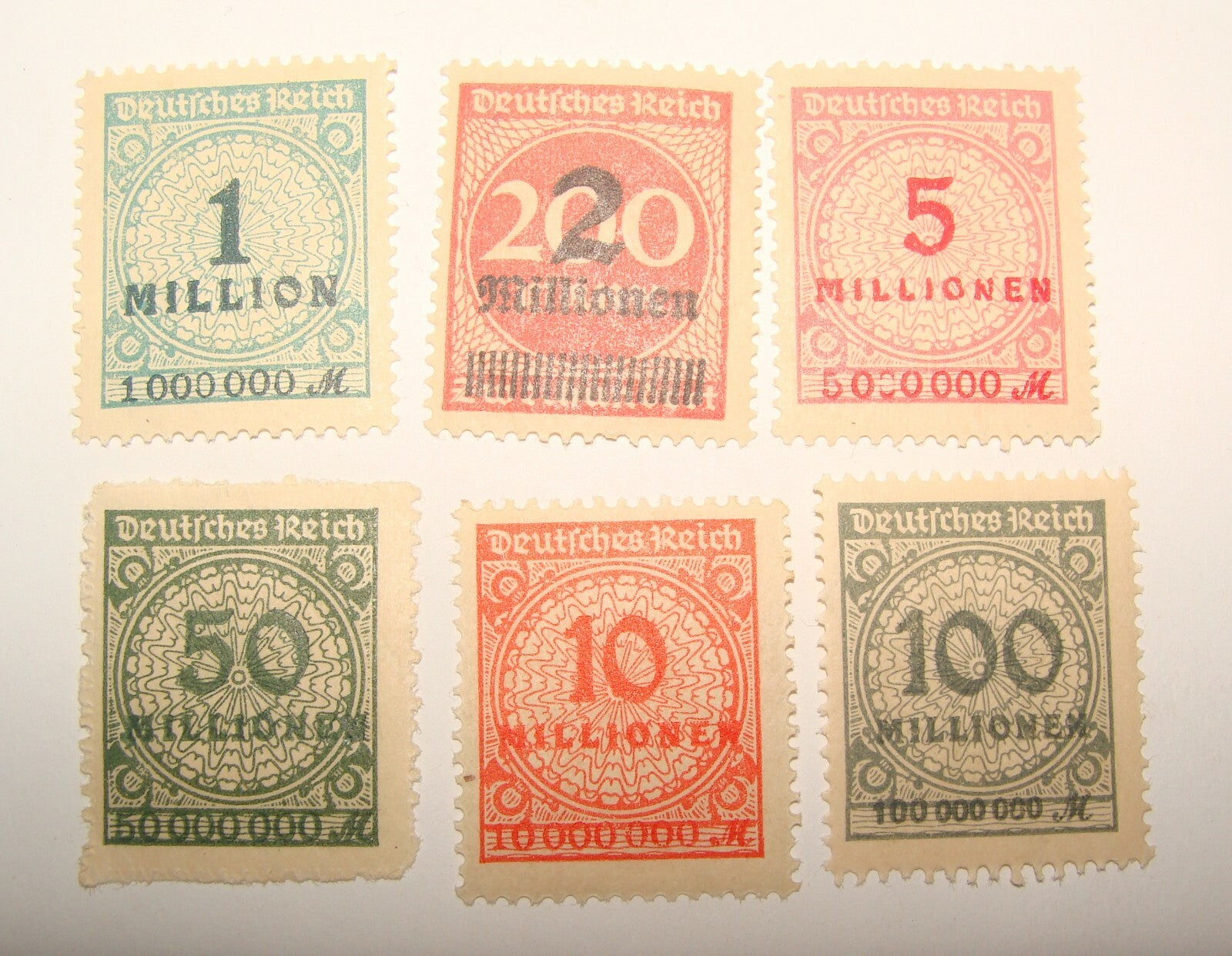 Germany 1923   Deutsches Reich Inflation Stamp Lot x6 MINT