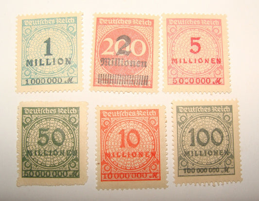 Germany 1923   Deutsches Reich Inflation Stamp Lot x6 MINT