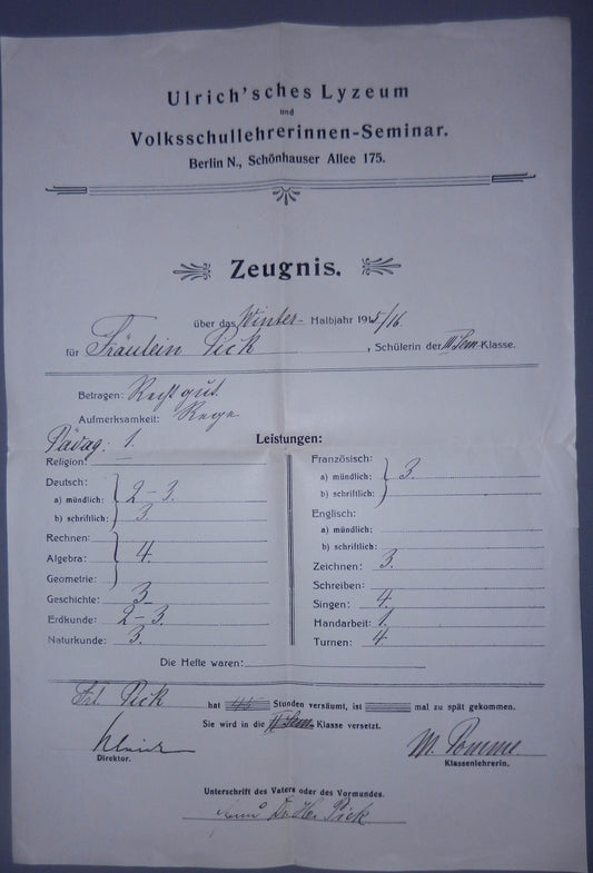 Germany judaica old antique   jewish school certificate berlin 1915 ww1