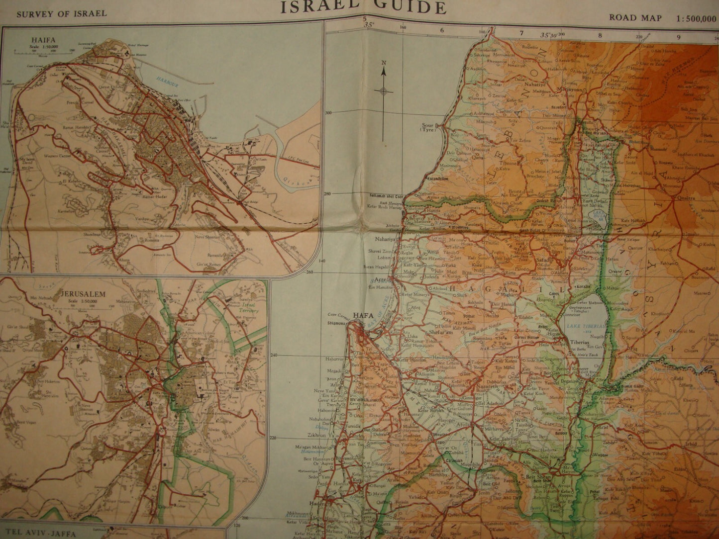 Ad Israel Guide Road Map 1954 PALES Company 40x96 cm Armistice War Line