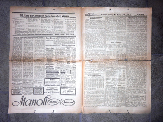 Germany antique newspaper Deutsches Reich Berliner Tageblatt   1924