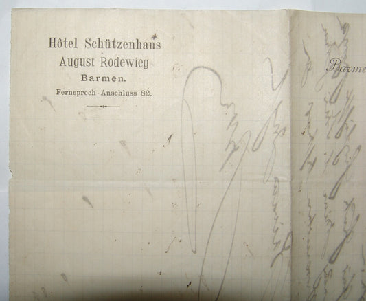 Germany Antique 1889 Hotel Schützenhaus   Barmen Letter Logo Business Card