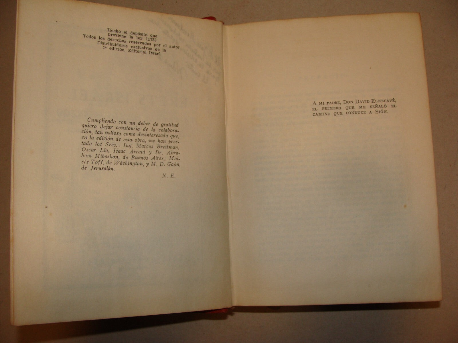 Book Jewish Judaica 1946 Spanish Palestine Israel Elencave Signed Map Photo