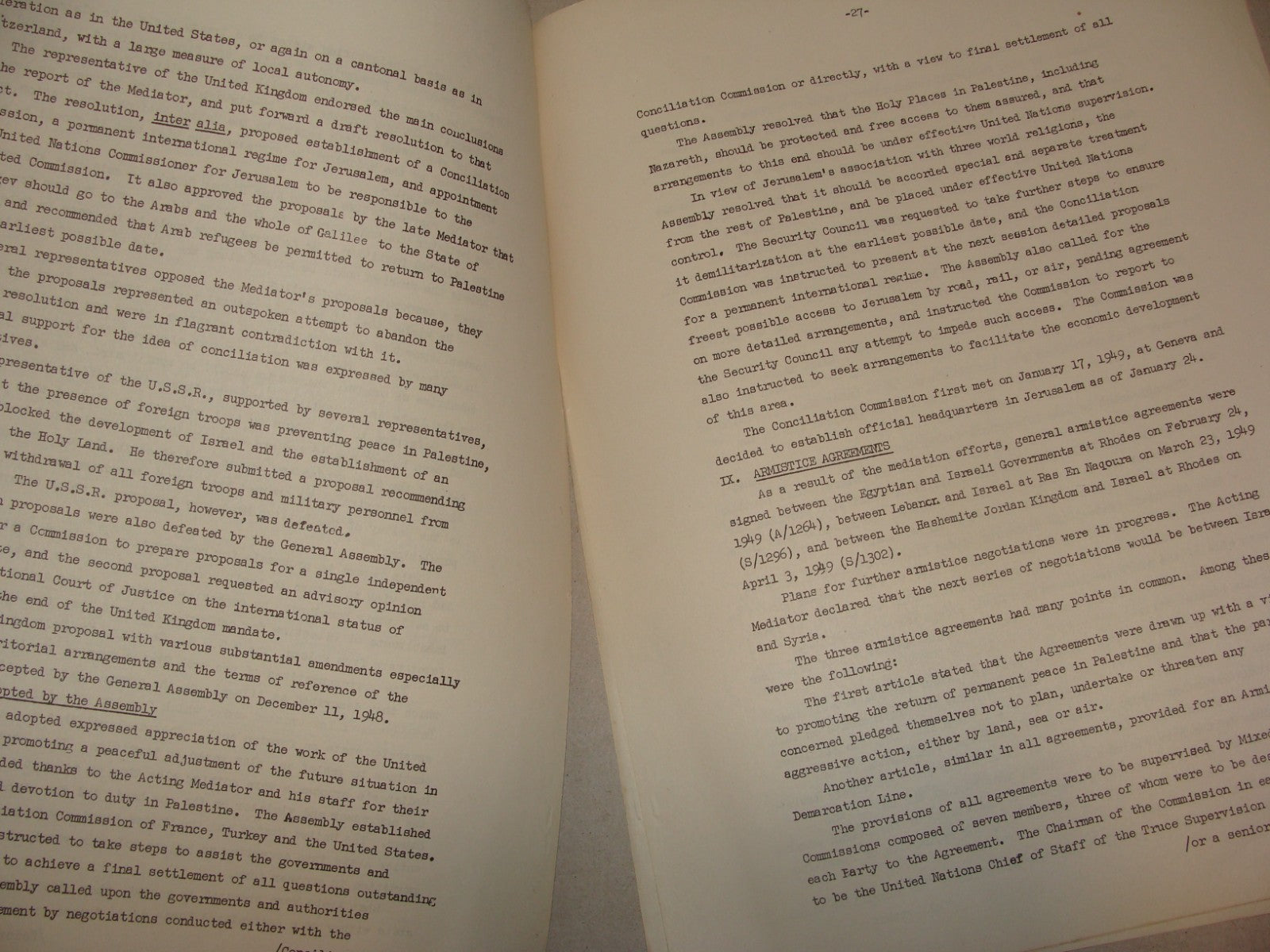 Report Palestine 1949 United Nations General Assembly Israel Jewish Arab War