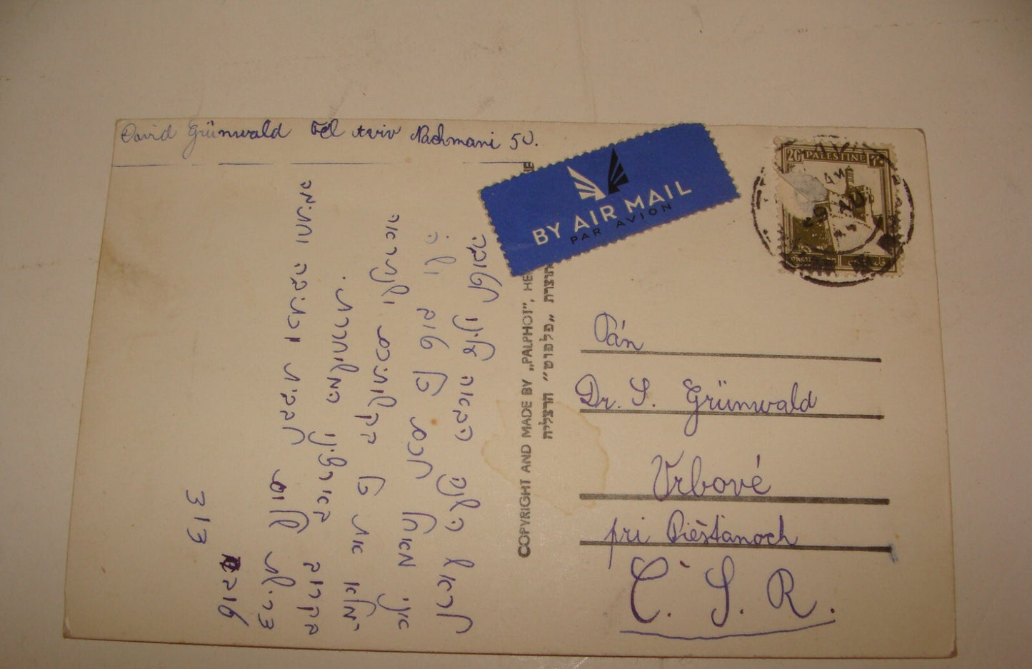 Photo Palestine Card Jewish Judaica Israel Hebrew TEL AVIV Postcard New Year