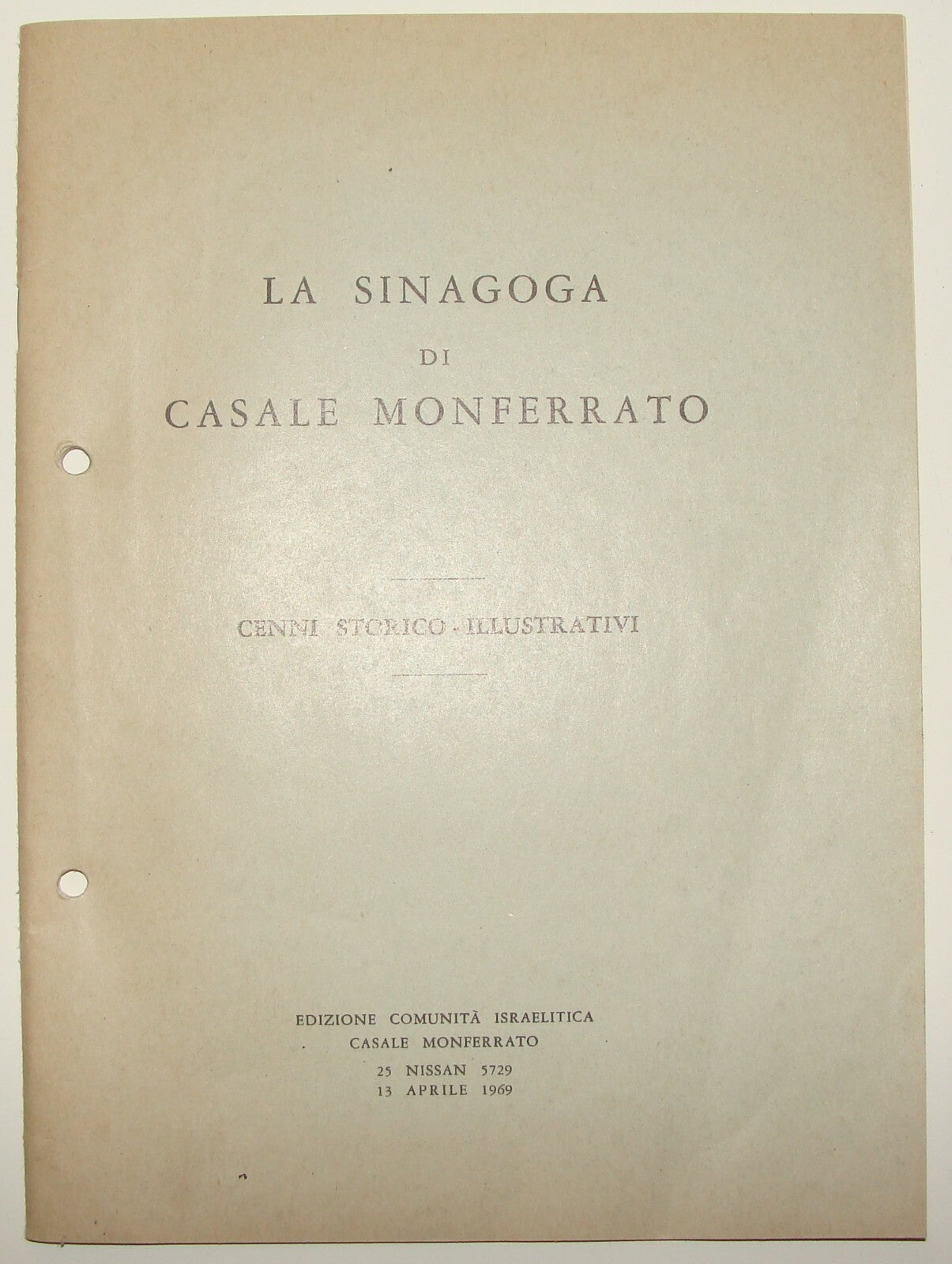Booklet Jewish Judaica La Sinagoga Di Casale Monferrato Synagogue Italy Italia