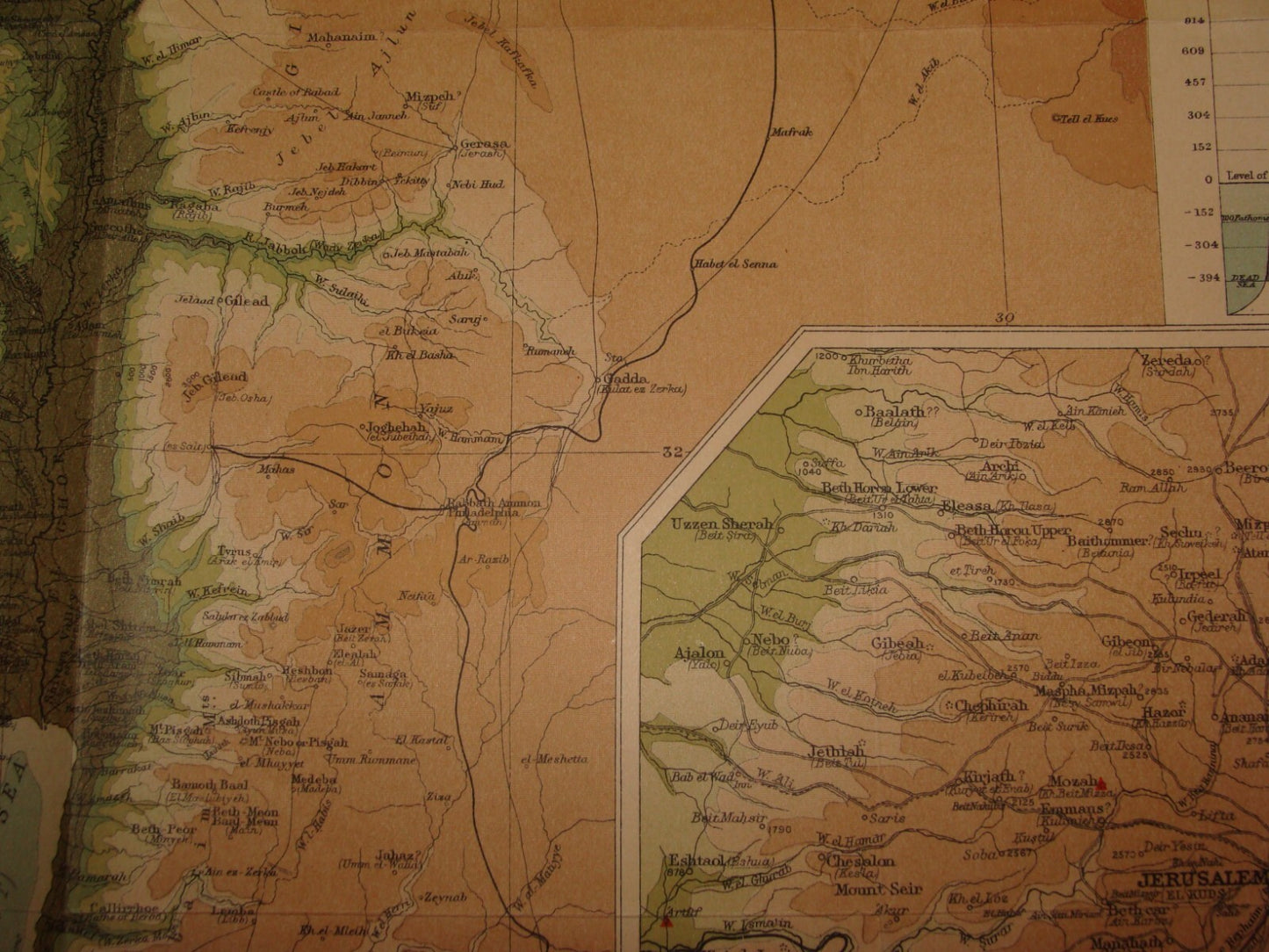 Ad Palestine RARE 1910s? Ancient And Modern Map J. G. Bartholomew George Adam