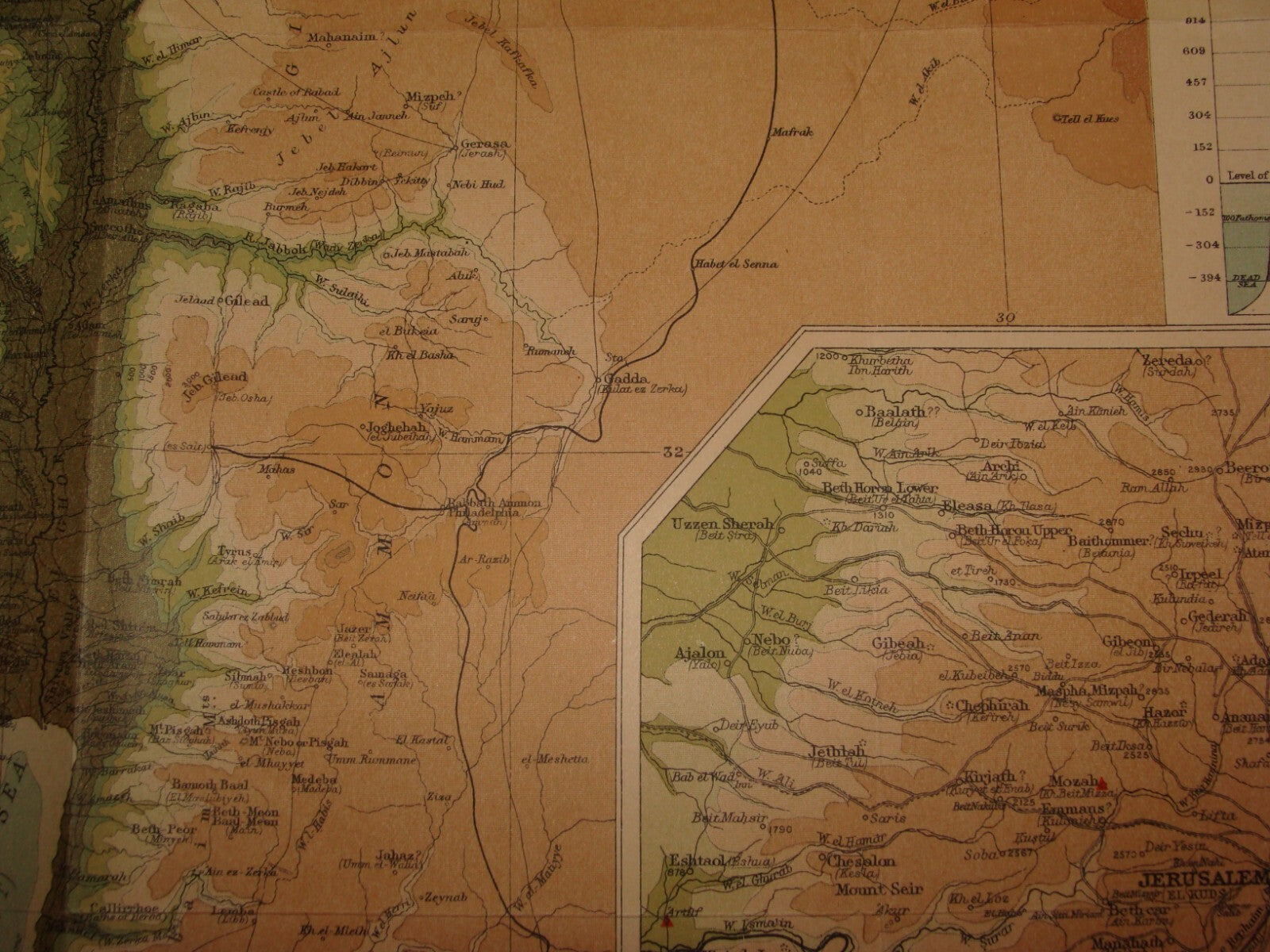 Ad Palestine RARE 1910s? Ancient And Modern Map J. G. Bartholomew George Adam