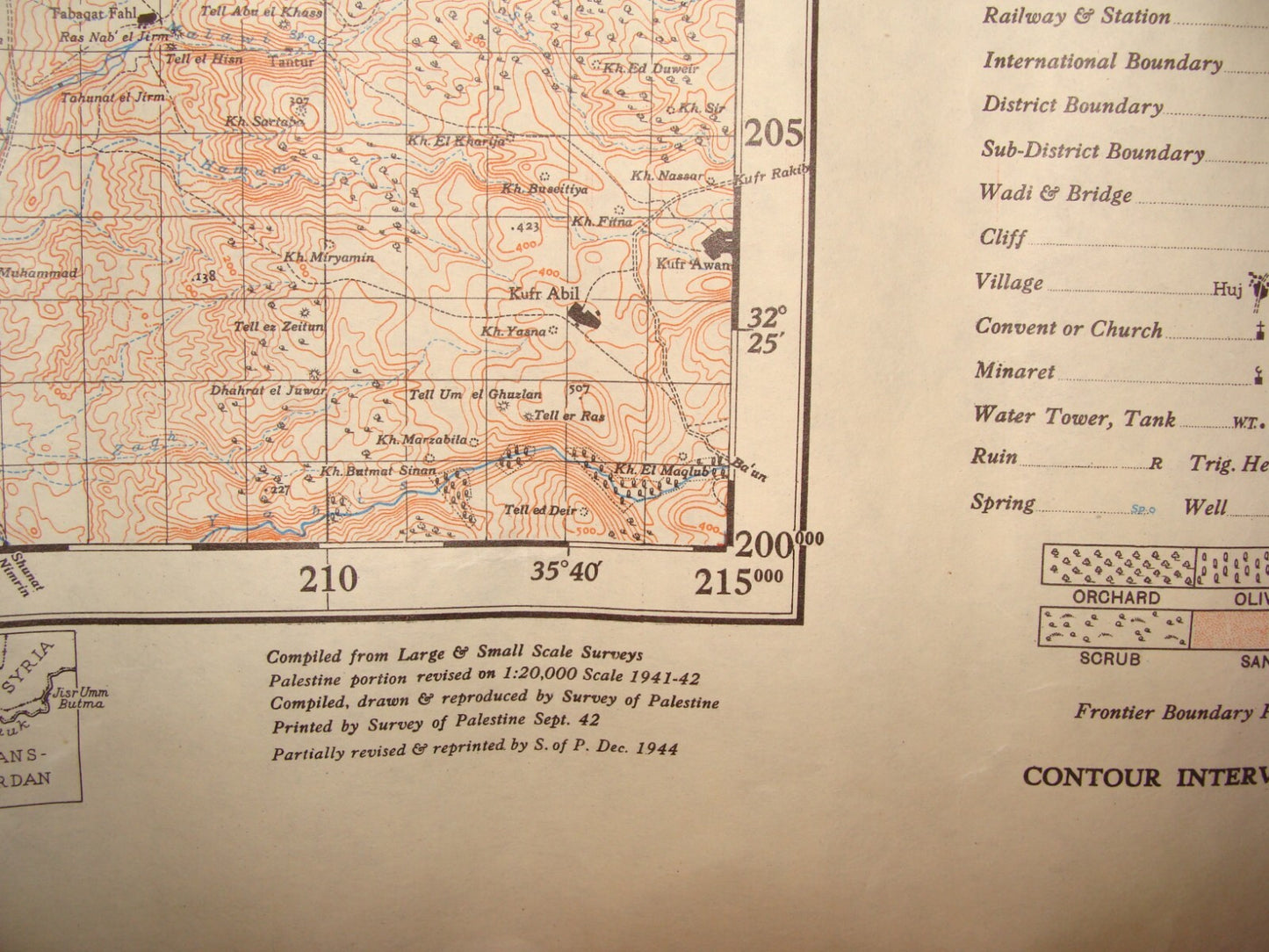 Map Palestine 1944 Israel Nazareth Beit Shean Arab Beisan Jenin Afula Samakh