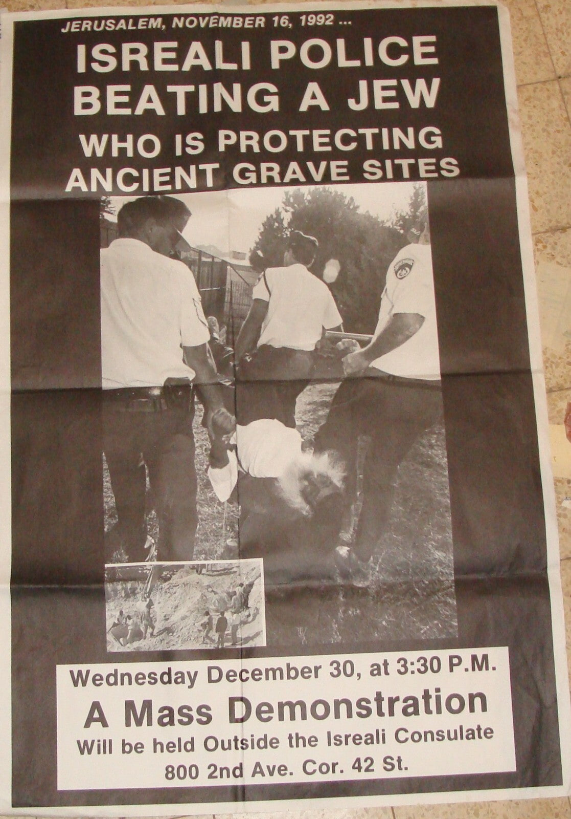 $ Poster Jewish RARE American Judaica 1992 United States Ultra Orthodox Protest