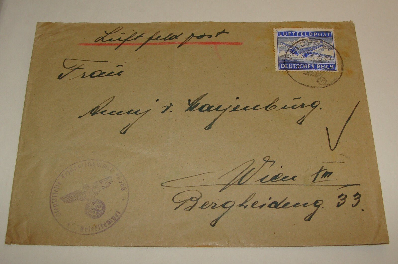 Germany   1942 WWII Feldpost Army Military Cover Stamp Third Reich