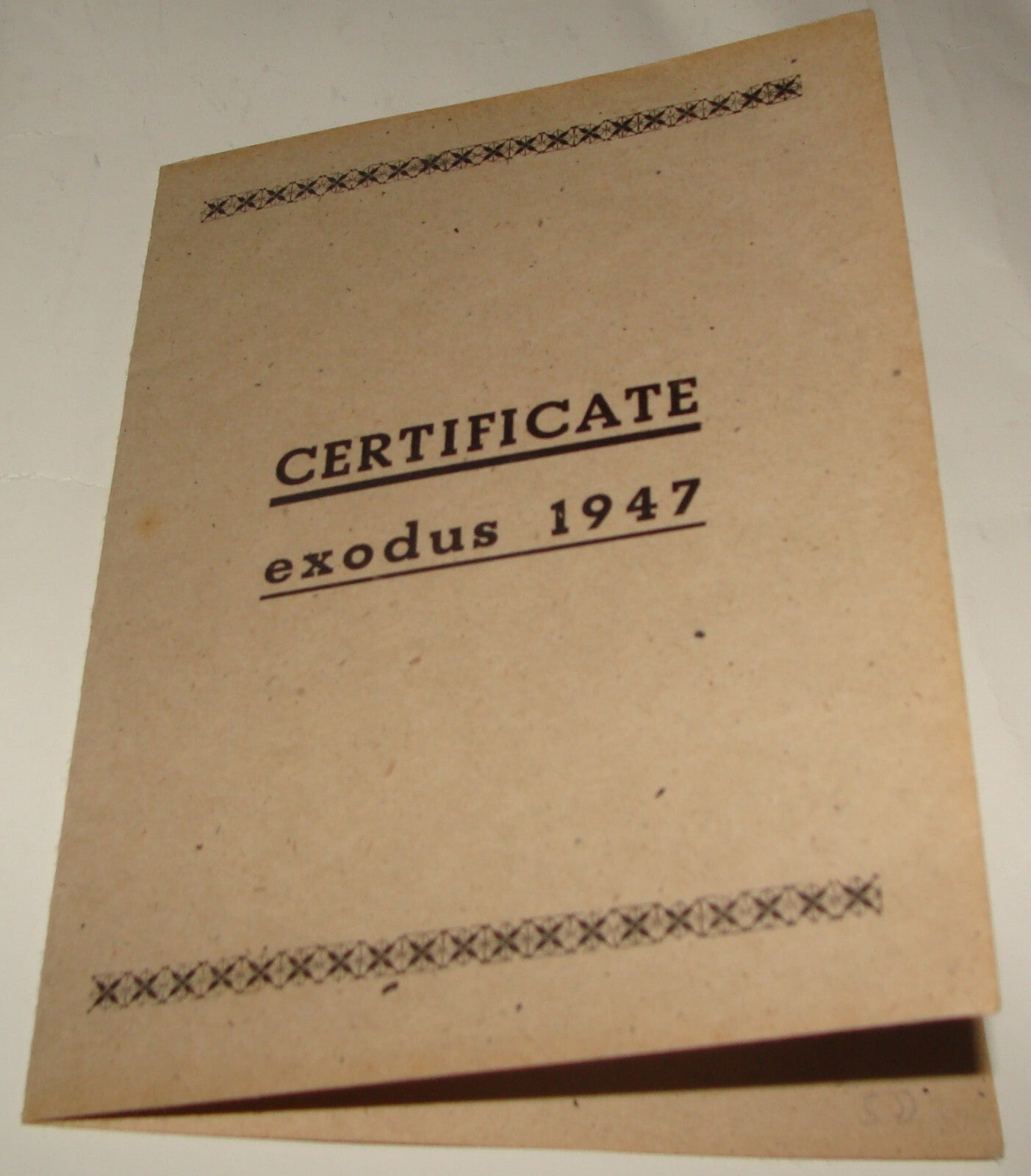 Germany Jewish Judaica 1947 Palestine Israel EXODUS SHIP Survivors Certificate