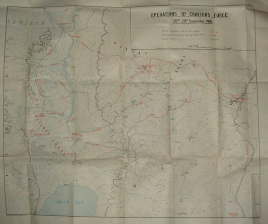 Palestine Israel Map Army Military WWI Turkish British Army Military CHAYTOR'S