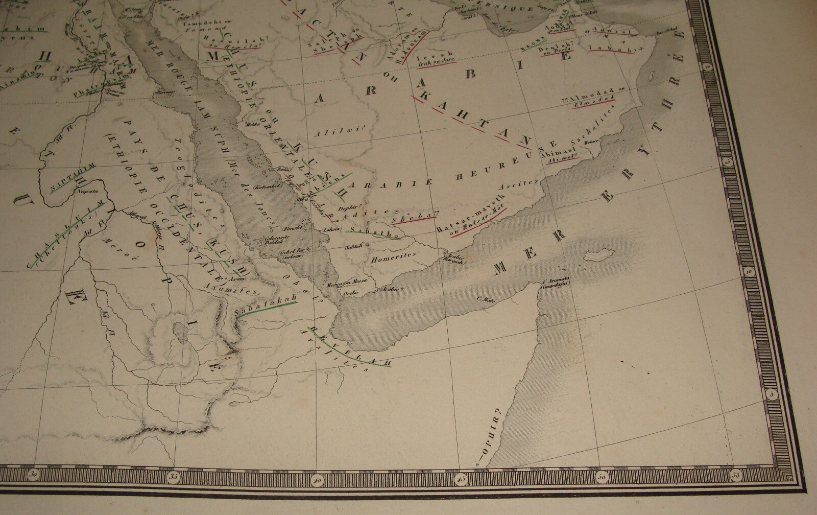 Map Jewish ANTIQUE c. 1875 Andre Brue Hebrew People World
