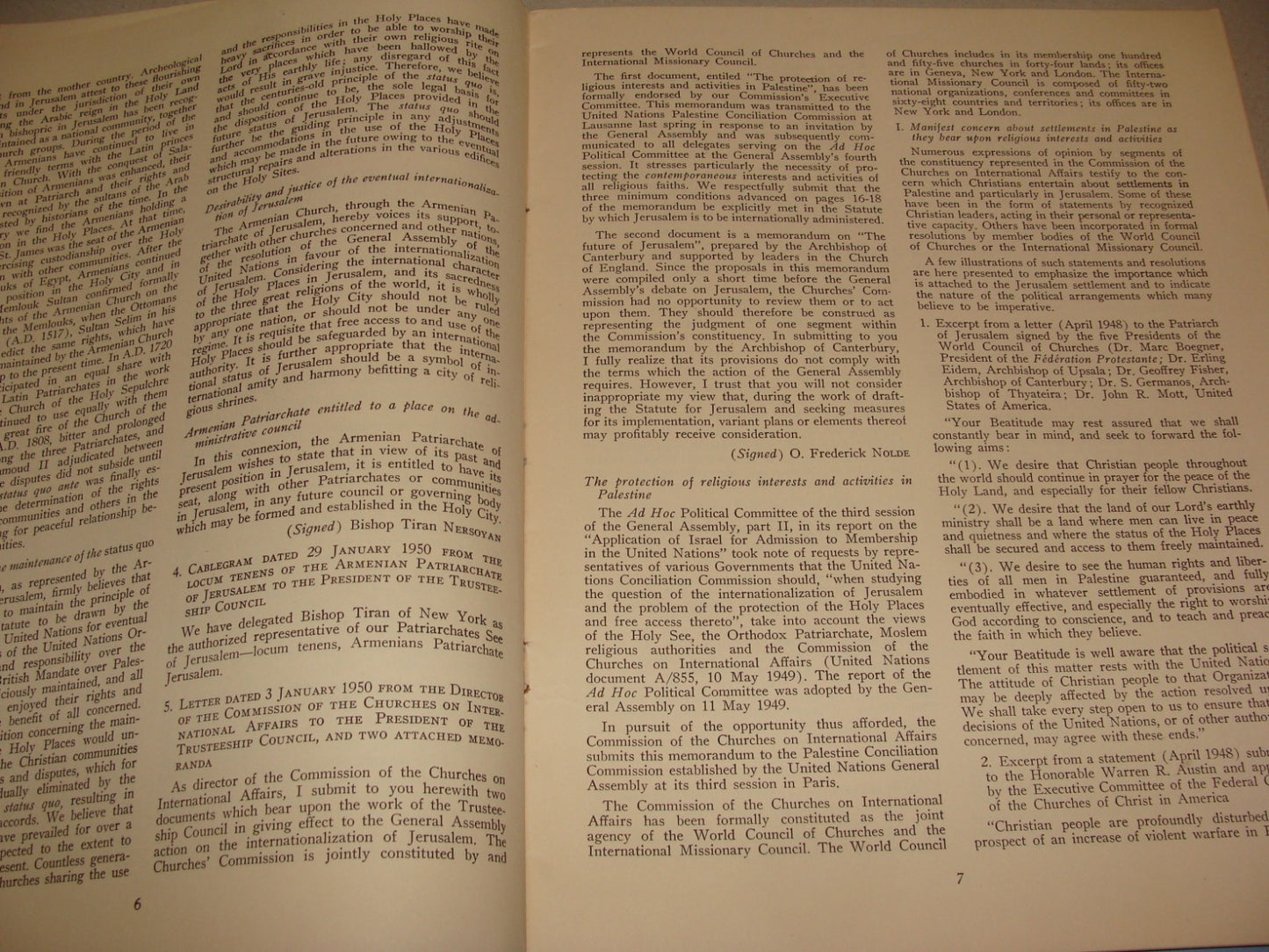 Report Israel 1950 United Nations Jordan Jerusalem Holy Places Question Post War