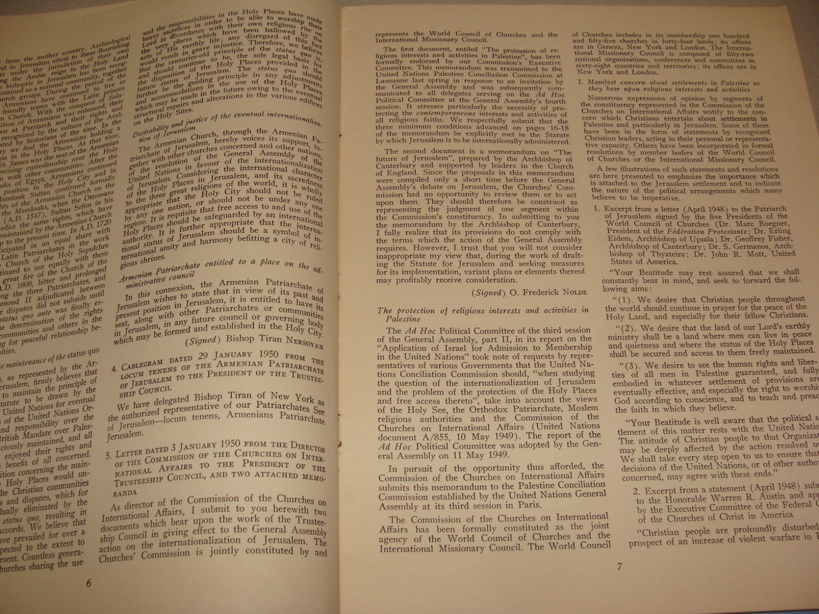 Report Israel 1950 United Nations Jordan Jerusalem Holy Places Question Post War