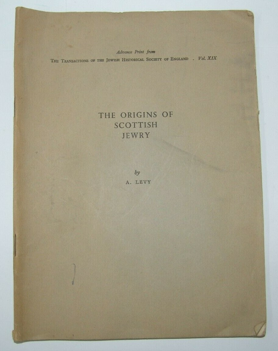 Book Jewish Judaica Origins of Scottish Jewry by Levy Scotland UK