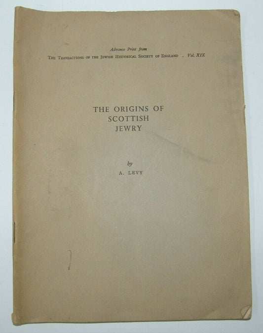 Book Jewish Judaica Origins of Scottish Jewry by Levy Scotland UK