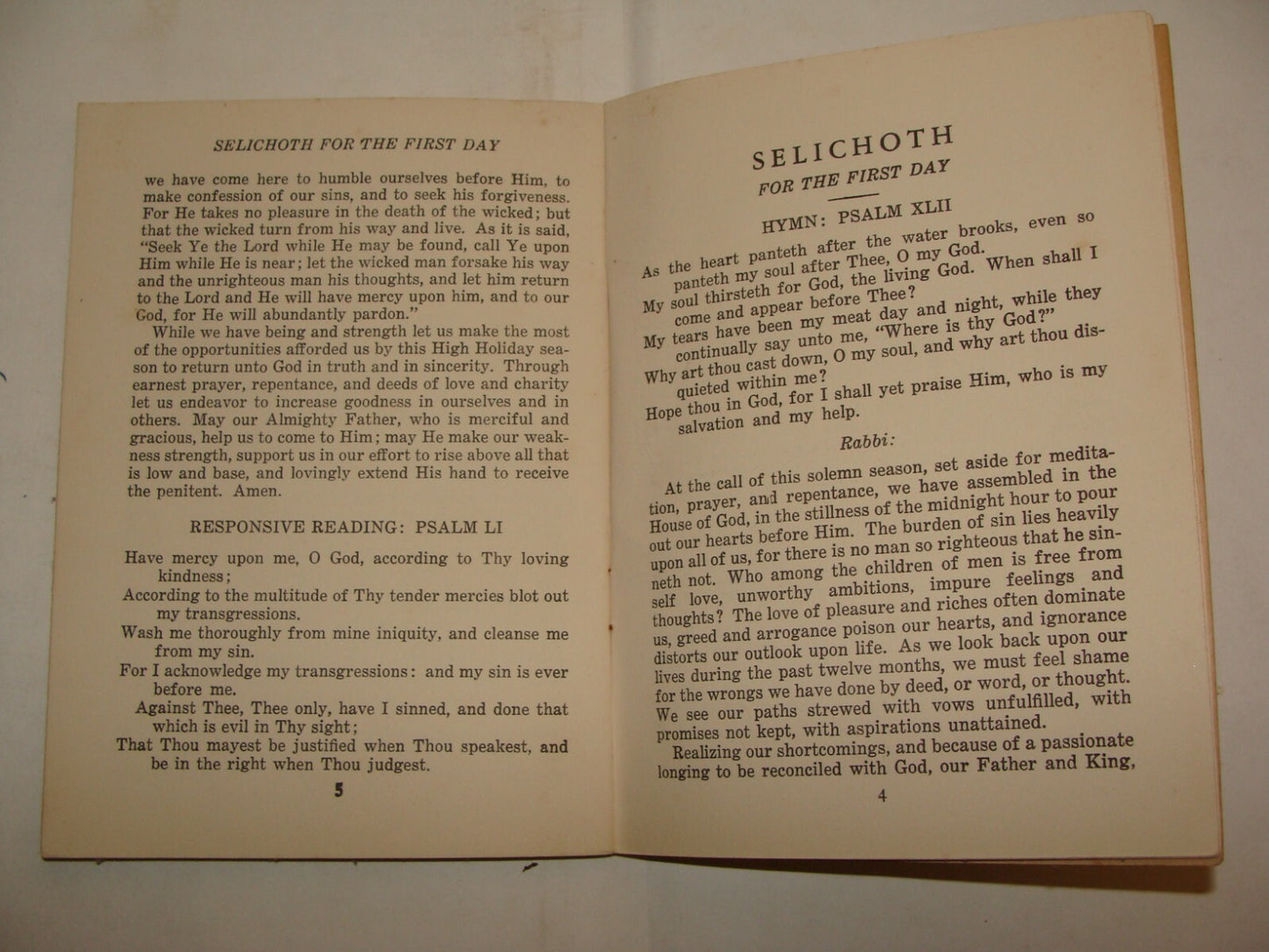 $ Book Jewish 1943 American Judaica Midnight Service Prayer Bloch NY Glickstein