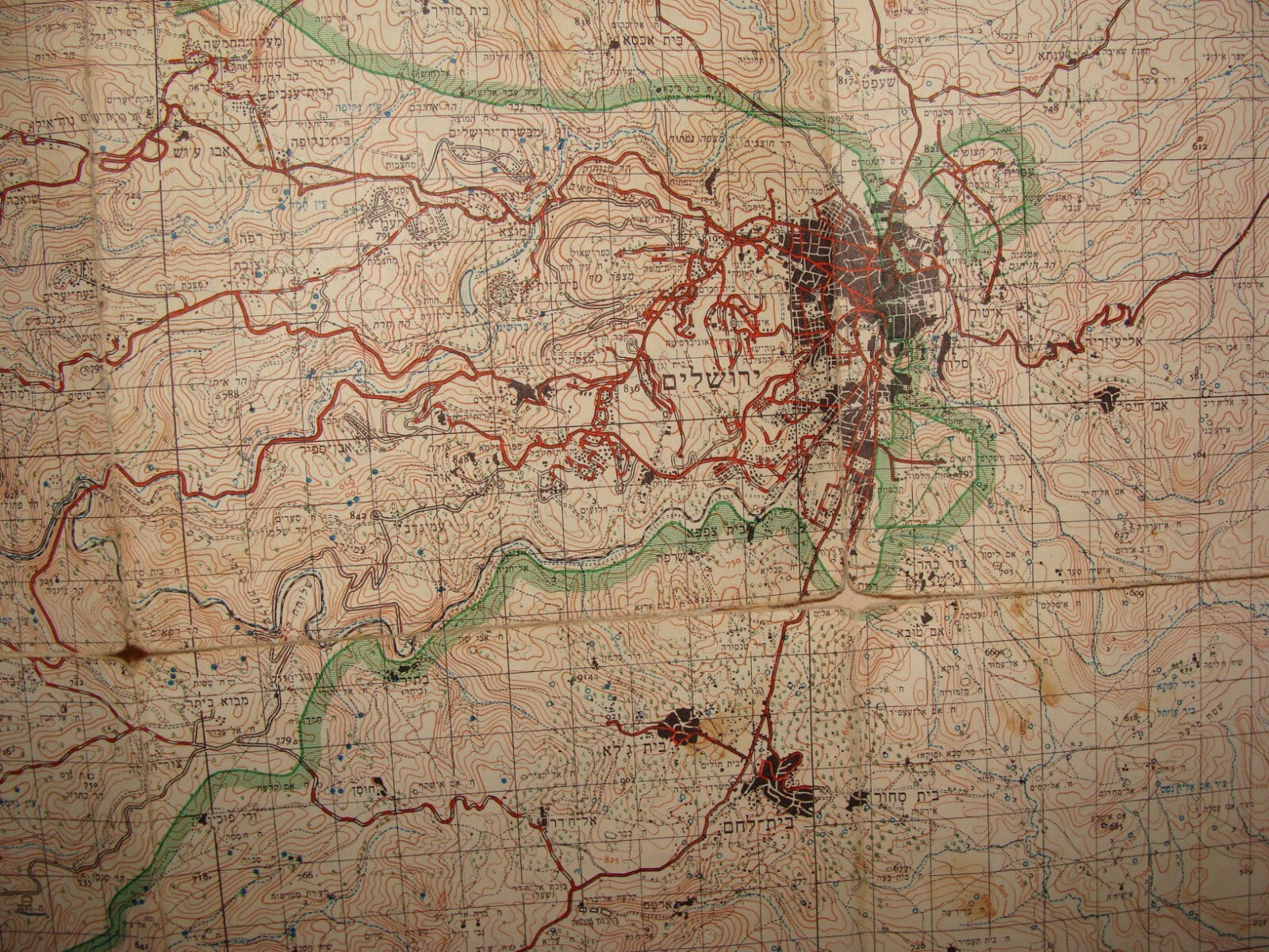 MAP Jewish Judaica 1962 Pre Six Day War Israel JERUSALEM Area Hebron Bethlehem