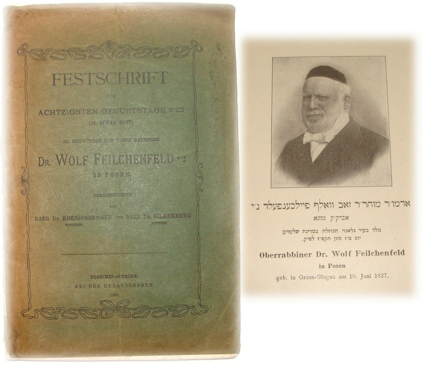 Germany Book Jewish Judaica Antique 1907 Hebrew German Rabbi Feilchenfeld