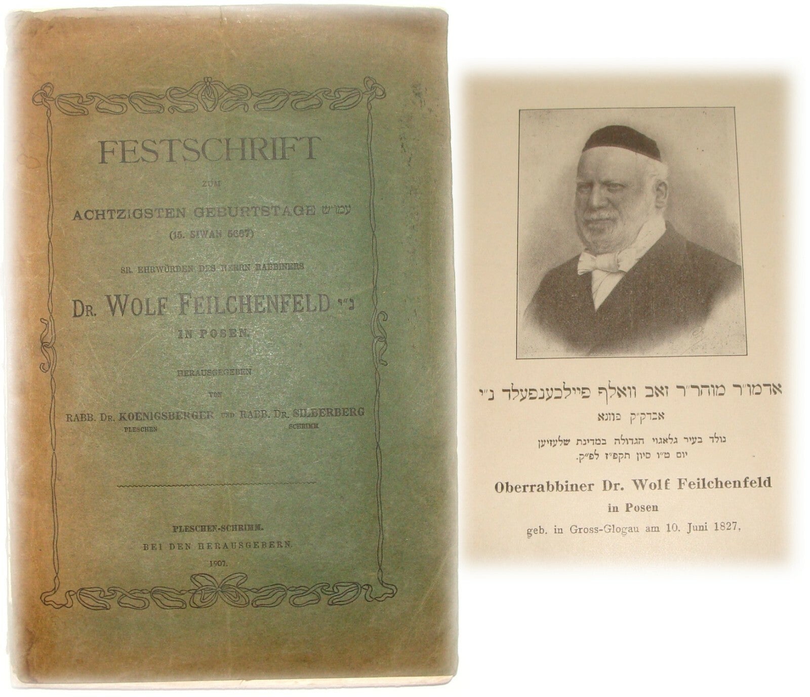 Germany Book Jewish Judaica Antique 1907 Hebrew German Rabbi Feilchenfeld