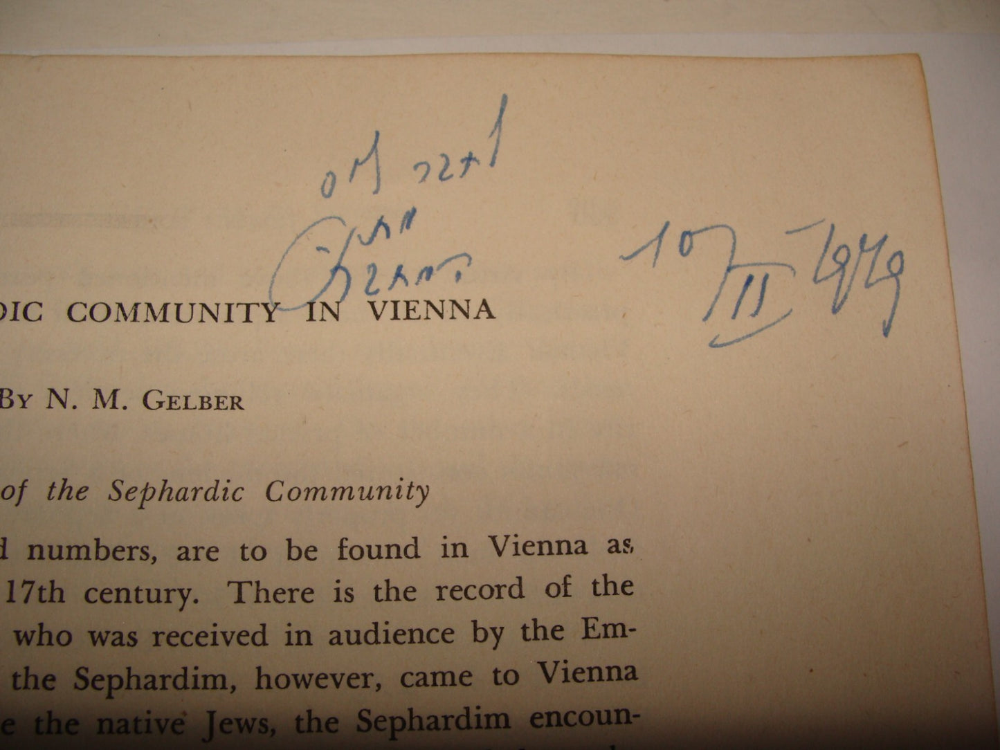 Booklet Jewish Judaica 1948 Sephardic Community in Vienna