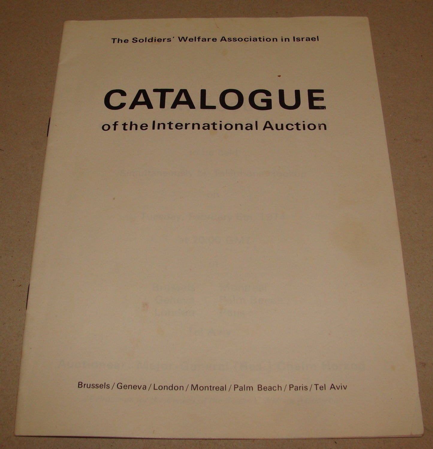 Pol Jewish Judaica 1974 Israel Auction Catalogue Soldier Welfare President