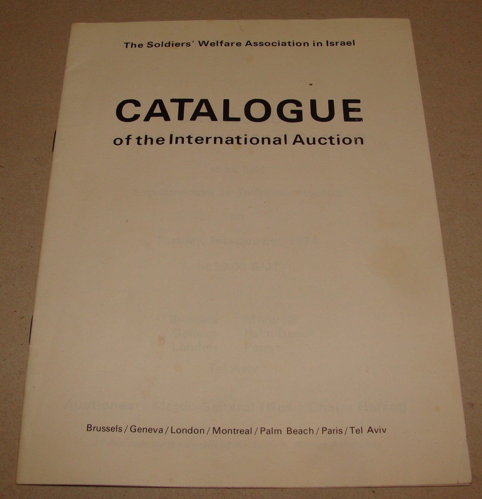 Pol Jewish Judaica 1974 Israel Auction Catalogue Soldier Welfare President