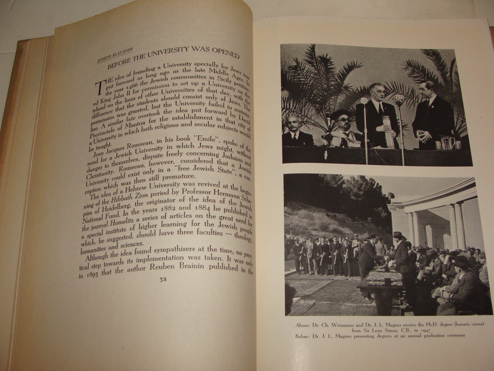 Book Jewish Judaica Hebrew University Of Jerusalem 1925-1950 Semi Jubilee Photos
