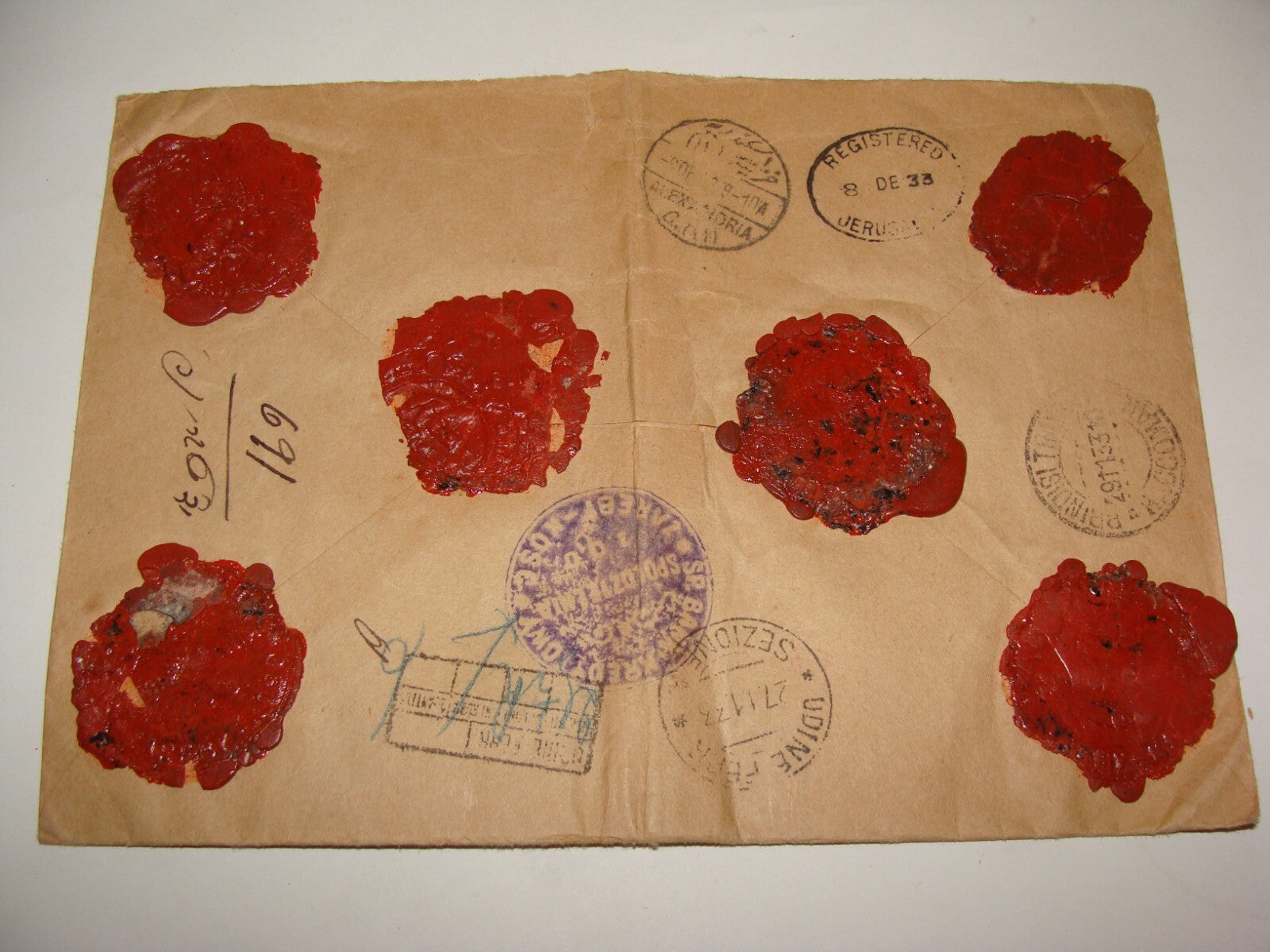 Stamp Palestine 1933 Poland Zareby Koscielne Cover To Israel Egypt Alexandria