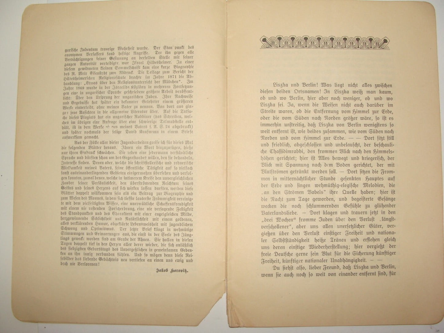 Germany Booklet Jewish Judaica 1914 Liszka to Berlin Rabbi Horovitz Frankfurt
