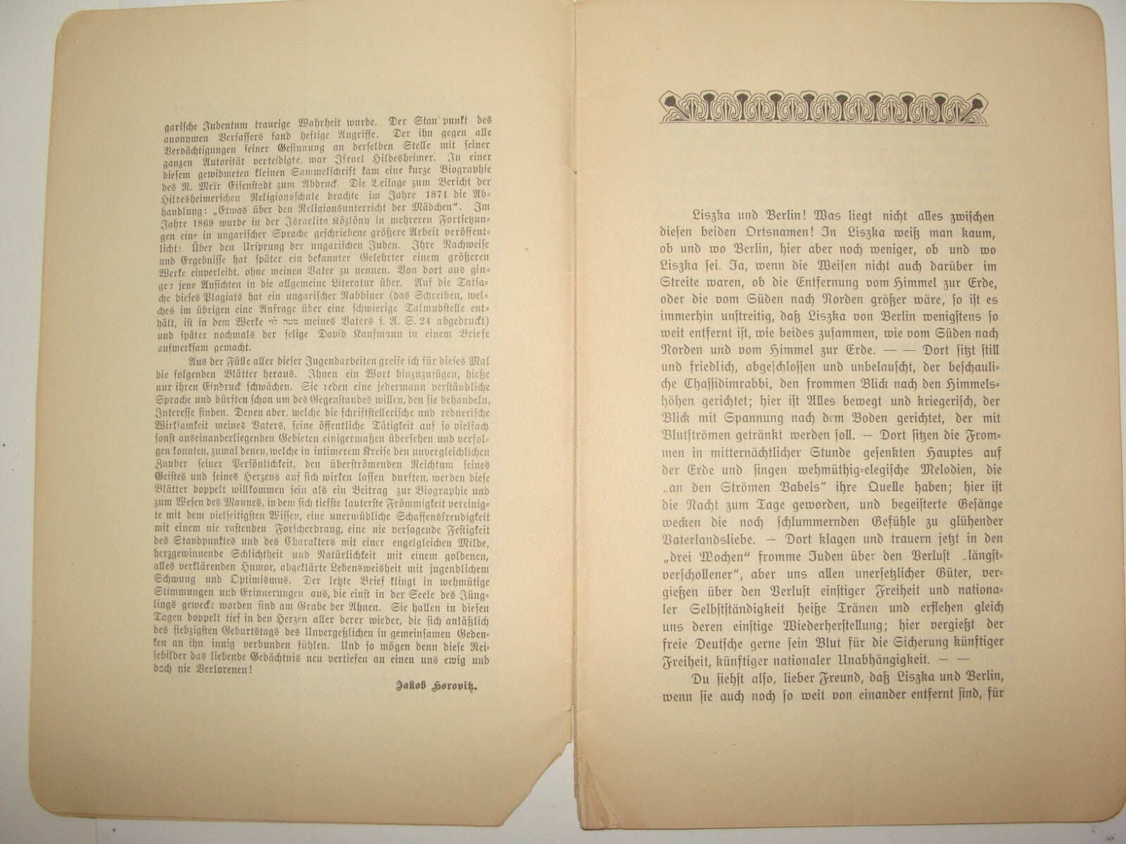 Germany Booklet Jewish Judaica 1914 Liszka to Berlin Rabbi Horovitz Frankfurt