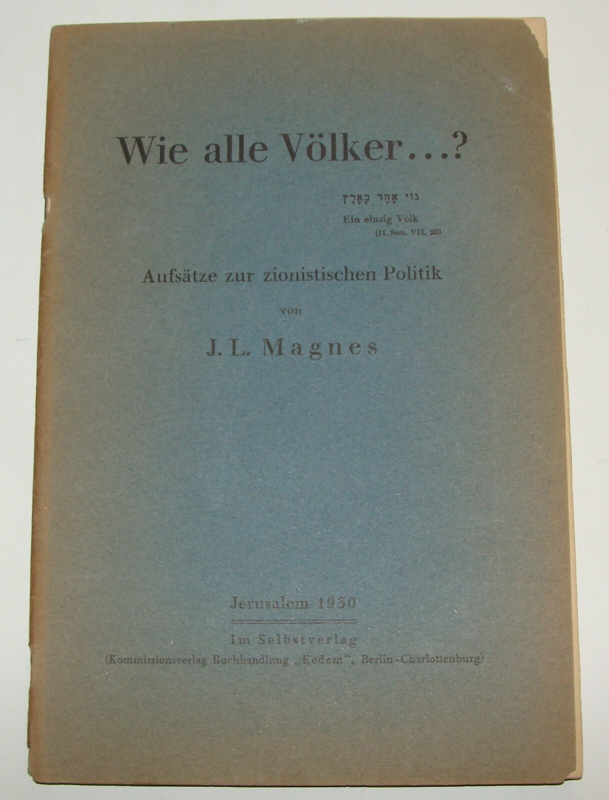 Booklet Palestine Jewish Judaica 1930 German Leib Magnes Zionist Politics Israel