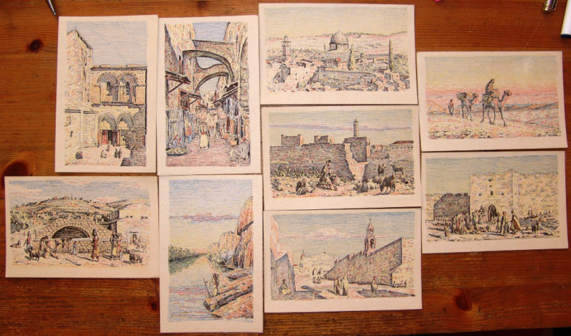Card Palestine Jewish Judaica x9 Postcard Lot Ludvik Ludwig Blum Aspaklaria
