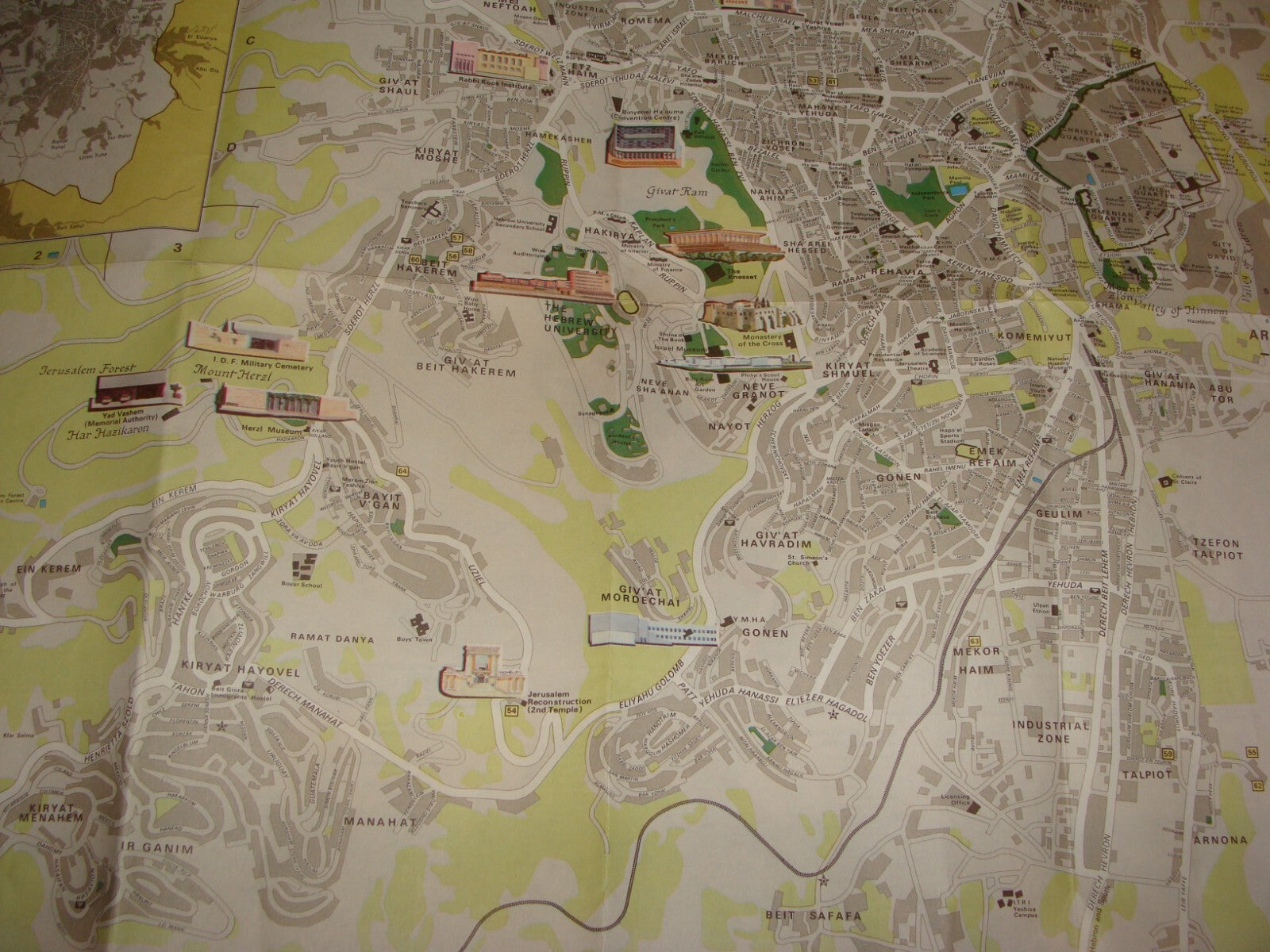 Map Jewish Judaica Israel Israeli JERUSALEM 1973 Guide Info Brochure