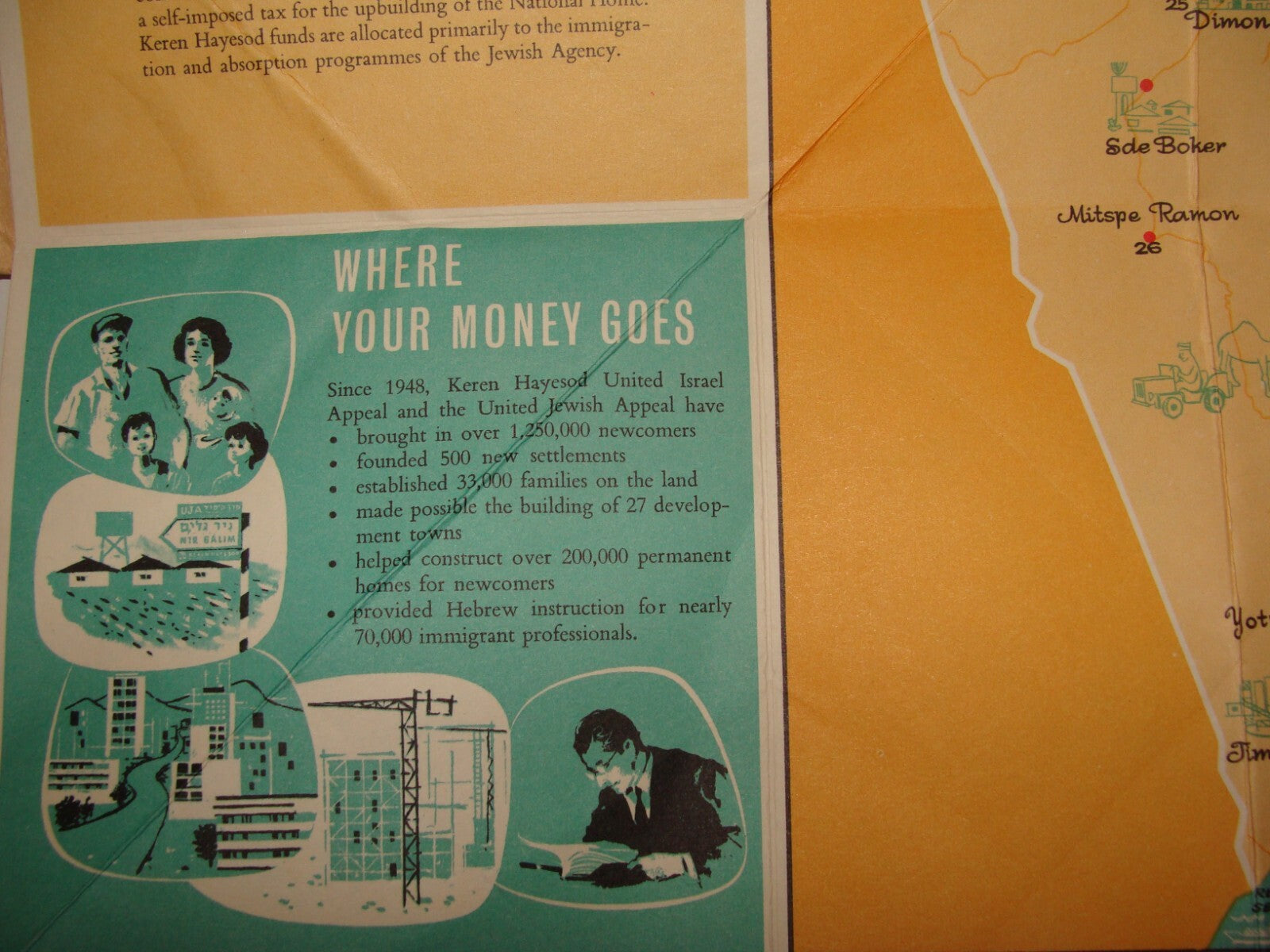 Form Jewish Judaica Israel Keren Hayesod Zionist Map Guide Information Pre 1967