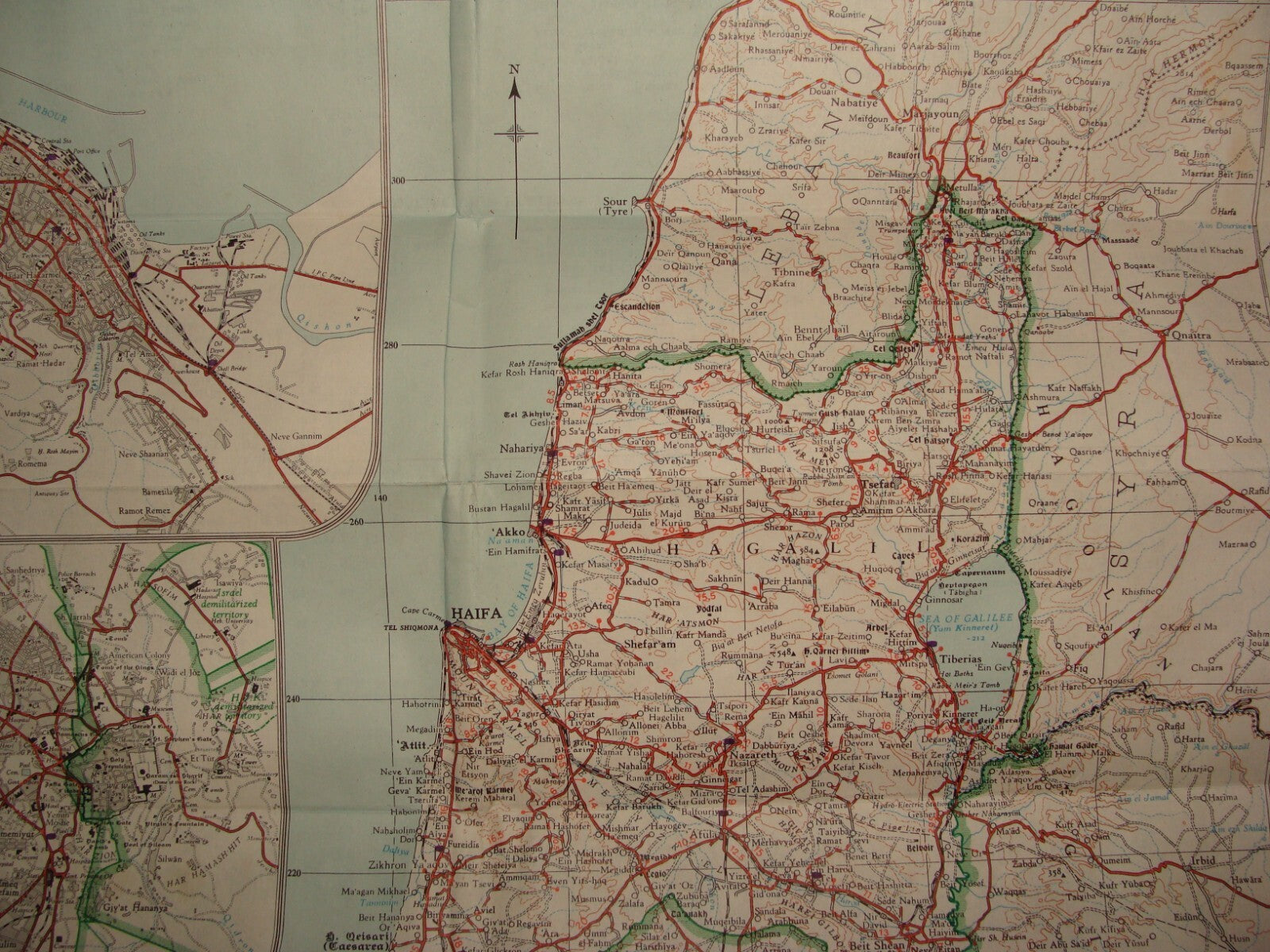 Map Israel 1960 Pre Six Day War SONOL Gas Oil Petroleum Company