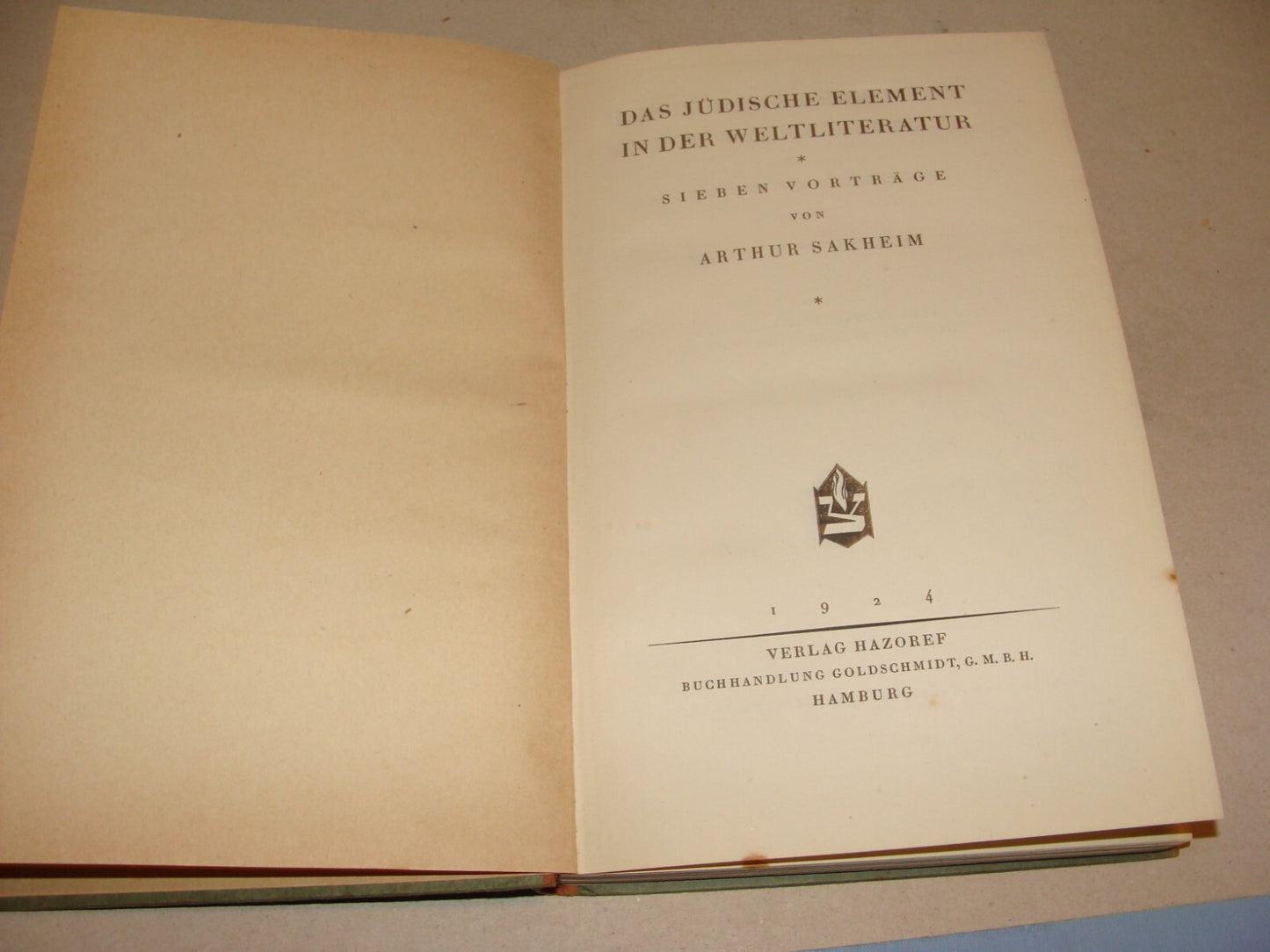 Germany Book Jewish Judaica 1924 German Hamburg Literature History