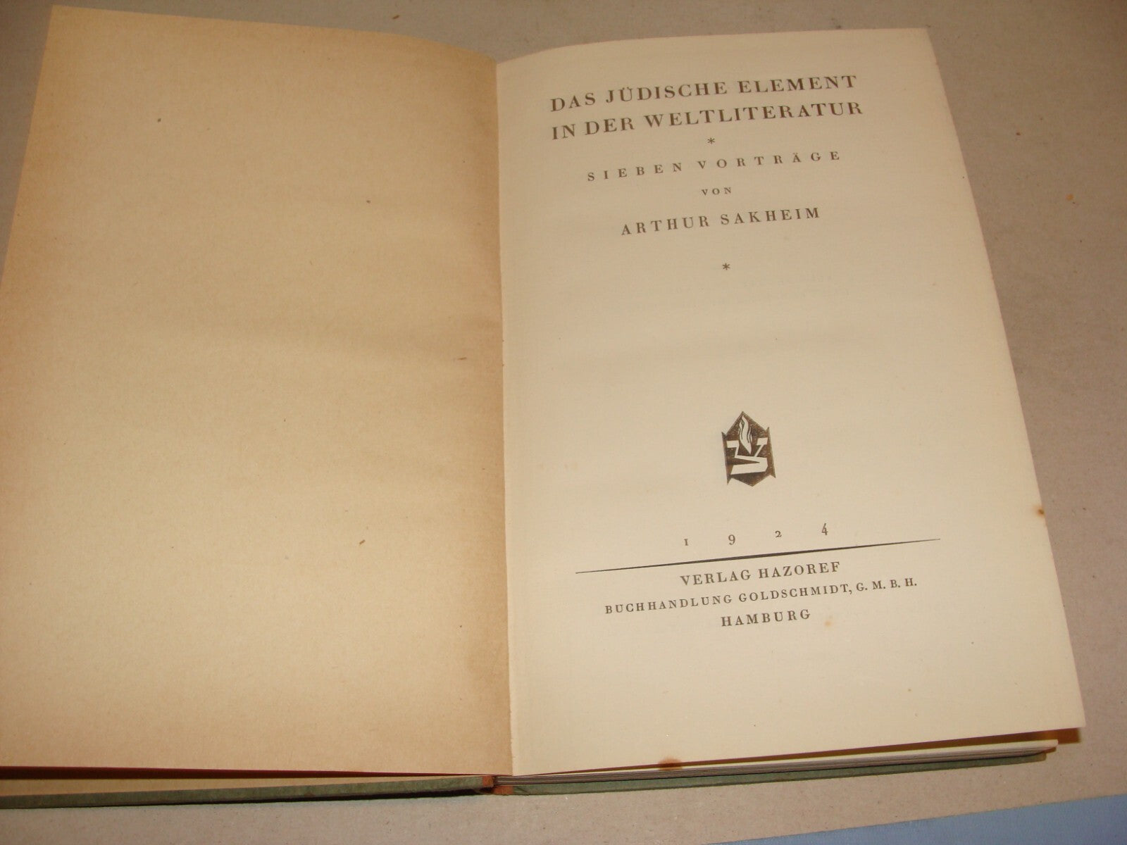 Germany Book Jewish Judaica 1924 German Hamburg Literature History