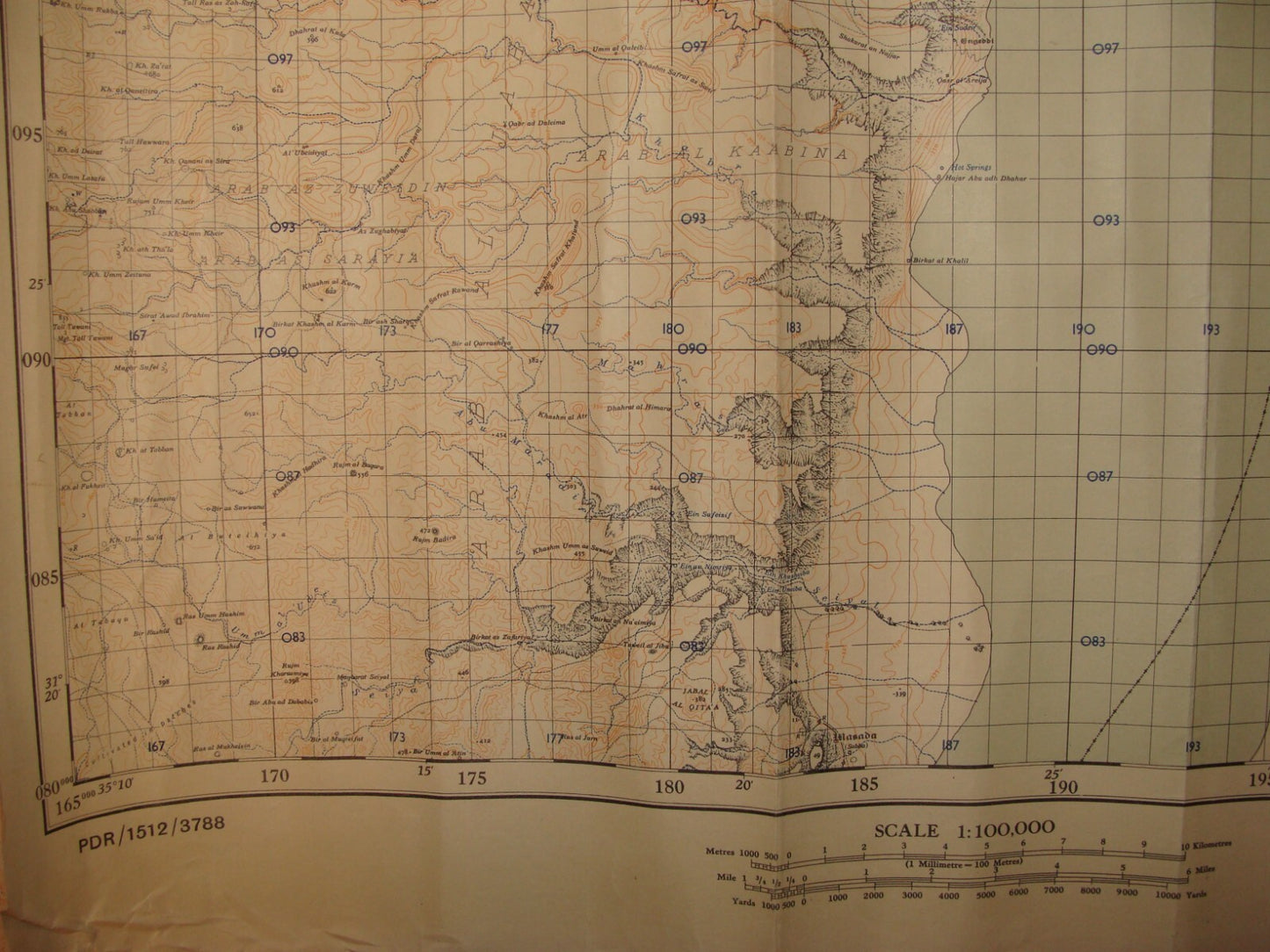 Ad Palestine Israel 1942 DEAD SEA Map Jordan Border