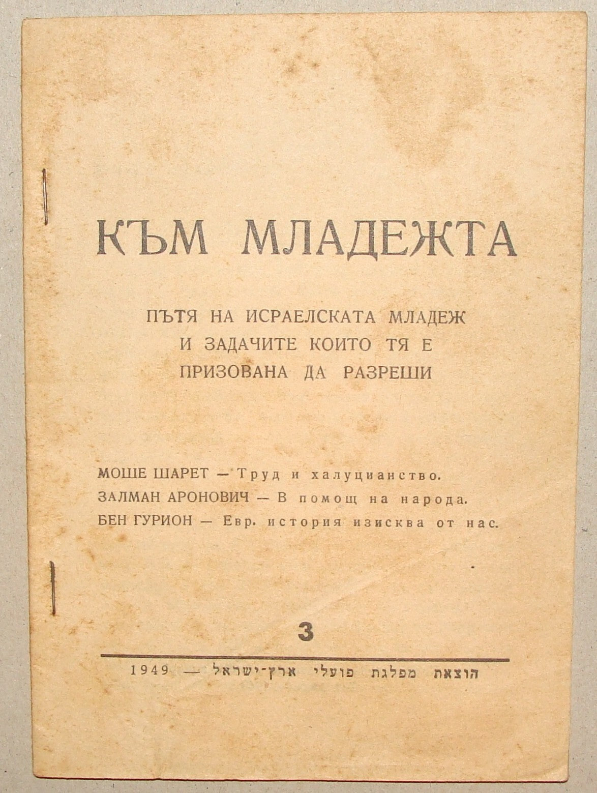 Pamphlet Jewish Map 1949 Israel Israeli Russian Political Mapai Zionist Left